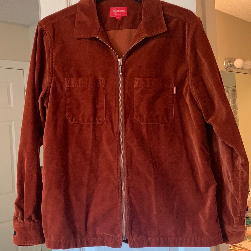 Supreme Rust Zip Up shirt- Medium